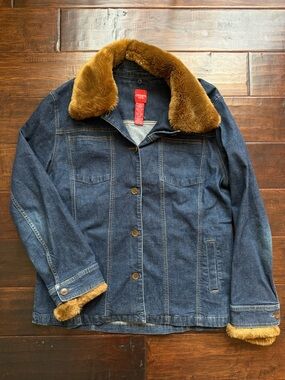 Vintage Olsen Europe Denim Jacket with Faux Fur Collar (Removable)